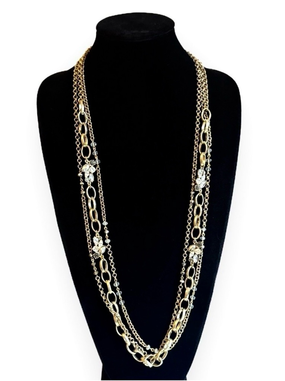 Chic City Gold Chain Crystal Convertible Necklace NWOT